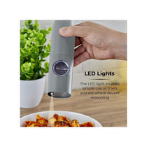 Tower Rechargeable Electric Salt and Pepper Mill Set Adjustable Ceramic Grinders Stainless Steel Grey USB Charging