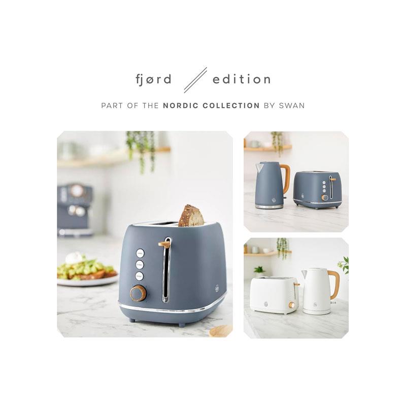 Swan Fjord 1.7L Electric Jug Kettle with Fast Boil Technology & Wood Effect Handle Grey