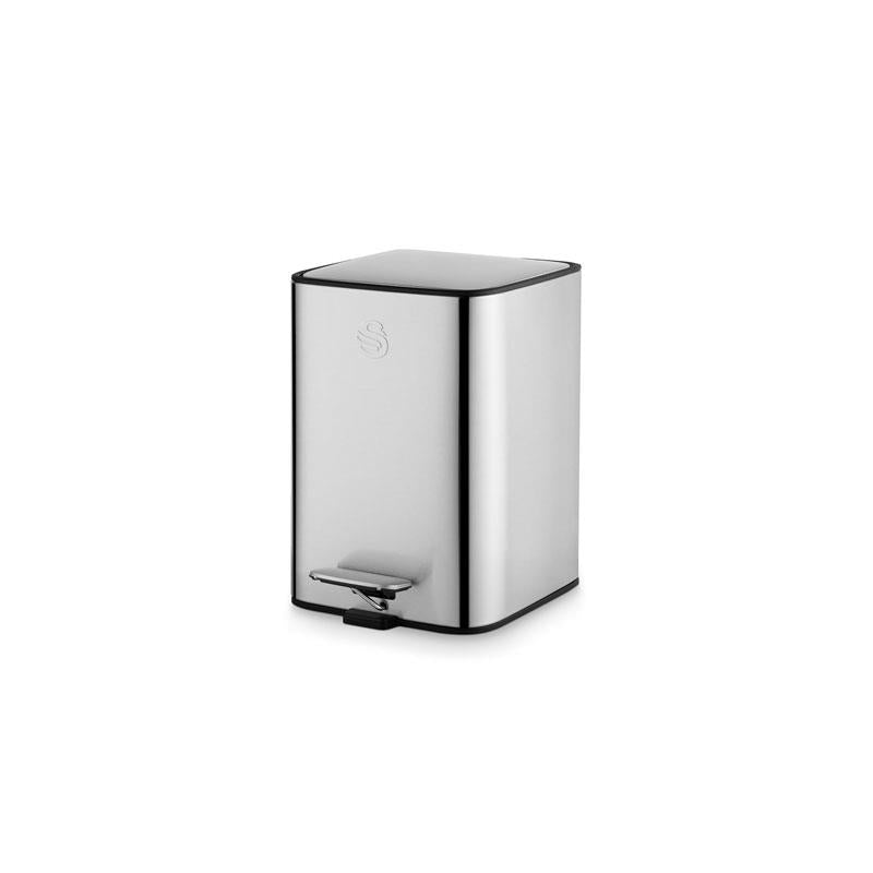 Swan 5L Stainless Steel Pedal Bin with Foot Pedal System Removable Inner Bucket Anti-Slip Base Fingerprint Proof Finish Silver Main image