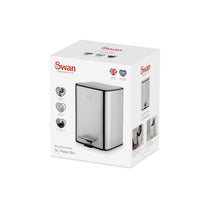 Swan 5L Stainless Steel Pedal Bin with Foot Pedal System Removable Inner Bucket Anti-Slip Base Fingerprint Proof Finish Silver
