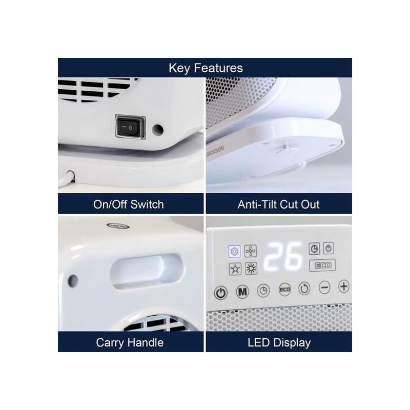 Spear & Jackson Digital PTC Ceramic Heater 1500W with Oscillation 24H Timer &  Adjustable Thermostat White