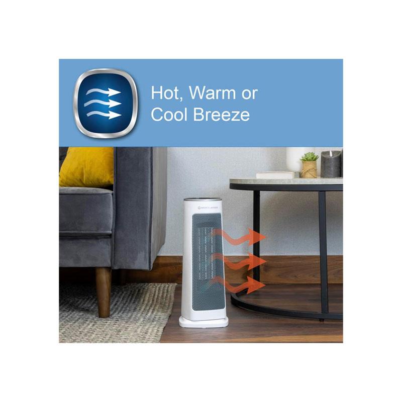 Spear & Jackson PTC Ceramic Fan Heater 2000W Hot & Cool Function Adjustable Thermostat 12H Timer & Remote White
