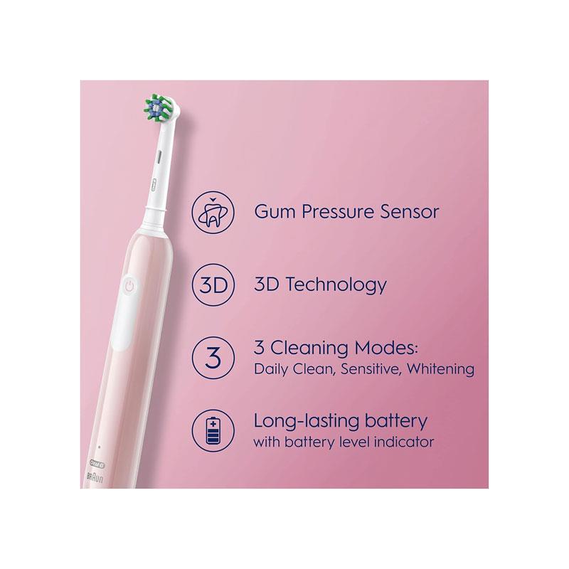 Oral-B Pro Series 1 Cross Action Electric Toothbrush With 3D White Luxe Perfection Toothpaste 75ml Pink
