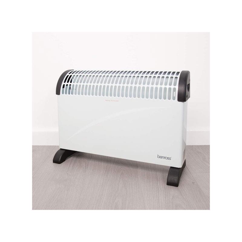Benross 2000W Convector Heater 3 Heat Settings Adjustable Thermostat Over Heat Protection Portable Carry Handle White