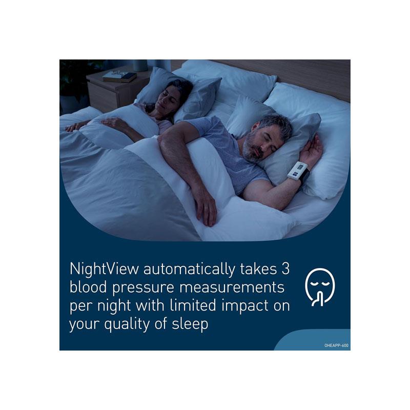 Omron Nightview Silent Wrist Blood Pressure Monitor Automatic Bluetooth Connected Clinically Validated White