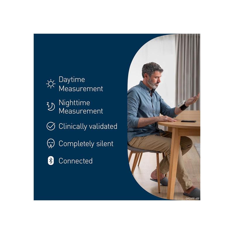 Omron Nightview Silent Wrist Blood Pressure Monitor Automatic Bluetooth Connected Clinically Validated White