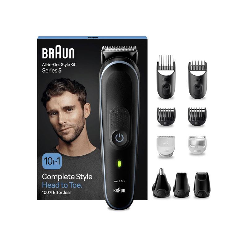 Braun Series 5 10-In-1 All-In-One Style Kit Men’s Beard Trimmer Hair Clippers Nose Trimmer Precision Grooming Set Black