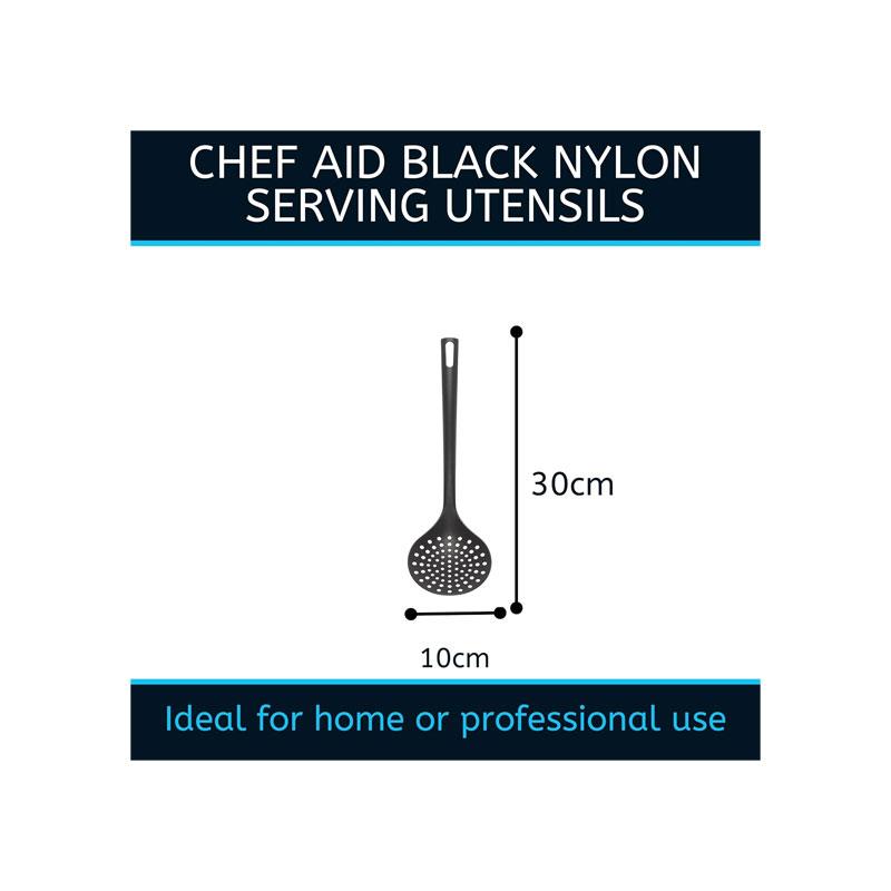 Chef Aid Nylon Skimmer BPA Free Heat Resistant Kitchen Utensil For Non Stick Cookware Black