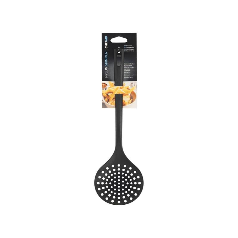 Chef Aid Nylon Skimmer BPA Free Heat Resistant Kitchen Utensil For Non Stick Cookware Black