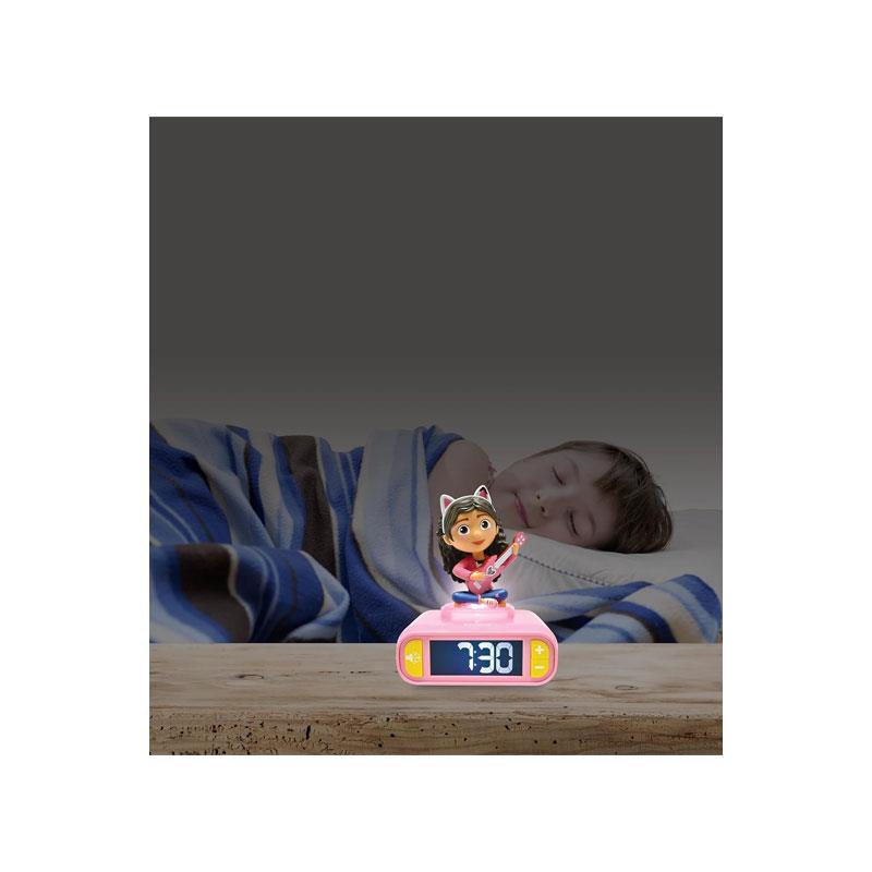 Lexibook Gabby's Dollhouse 3D Childrens Alarm Clock With Night Light Sounds Melodies And Backlit LCD Pink