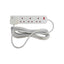 Value Range 4 Way Extension Lead 13A Fused Plug 5 Metre Length Cable Neon Indicator 250 V White