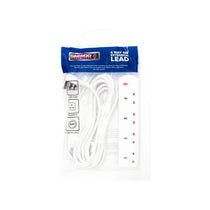 Value Range 4 Way Extension Lead 13A Fused Plug 5 Metre Length Cable Neon Indicator 250 V White