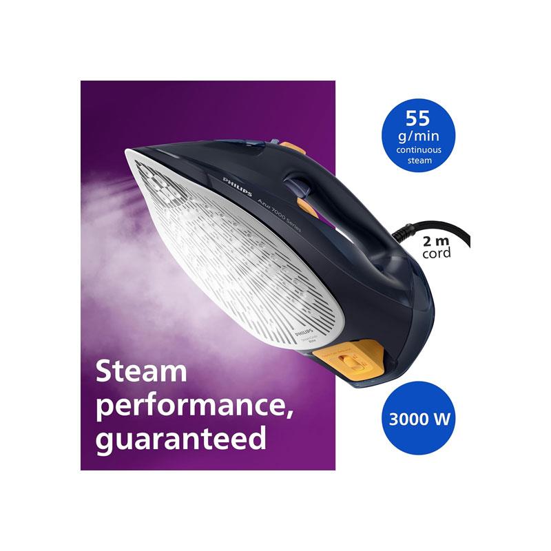 Philips Azur 7000 Series 3000W Steam Iron With SteamGlide Elite Soleplate 250g Steam Boost Blue/Yellow