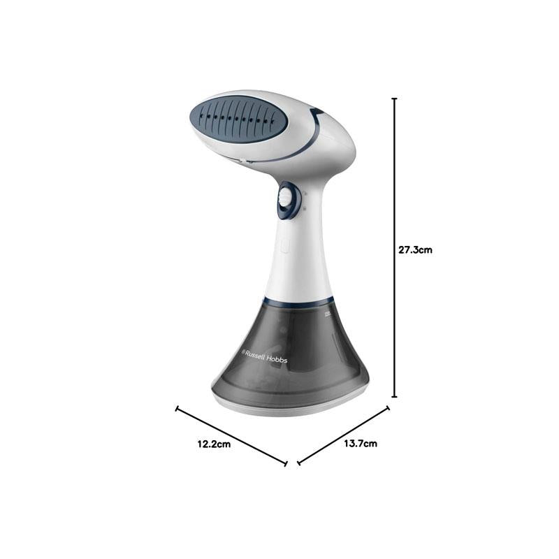 Russell Hobbs Steam Genie Essential 1600W Handheld Clothes Steamer 200ml Detachable Water Tank Fast 45s Heat-Up, 20g Steam Output White