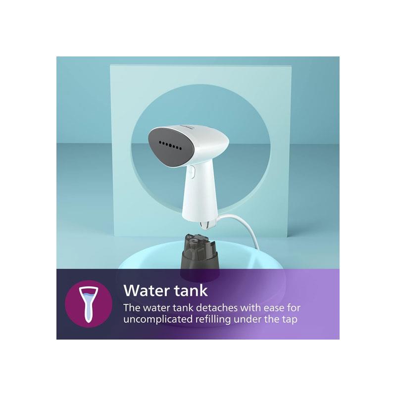 Philips 1000 Series Compact Handheld Garment Steamer 900W 85ml Detachable Water Tank - White
