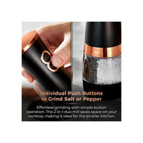 Tower Duo Electric Salt And Pepper Mills Battery Operated Dual Grinder with Adjustable Ceramic Blades Black & Rose Gold