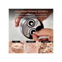 Tower Duo Electric Salt And Pepper Mills Battery Operated Dual Grinder with Adjustable Ceramic Blades Black & Rose Gold