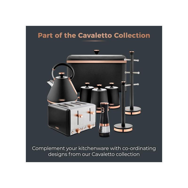 Tower Duo Electric Salt And Pepper Mills Battery Operated Dual Grinder with Adjustable Ceramic Blades Black & Rose Gold