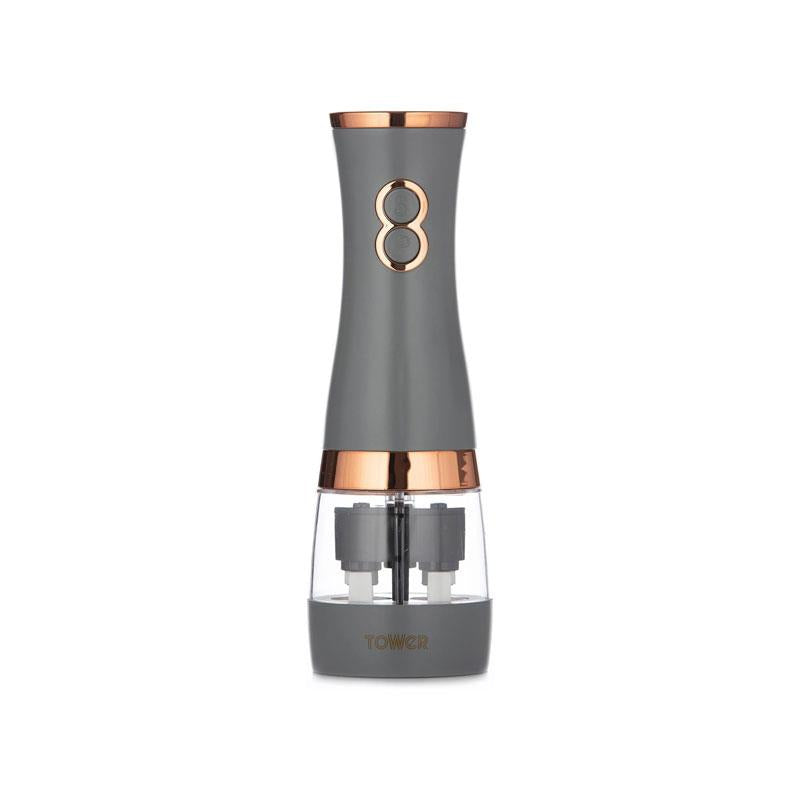 Tower Duo Electric Salt And Pepper Mills Battery Operated 2-in-1 Grinder with Adjustable Ceramic Mechanisms Grey & Rose Gold Main image