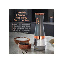 Tower Duo Electric Salt And Pepper Mills Battery Operated 2-in-1 Grinder with Adjustable Ceramic Mechanisms Grey & Rose Gold