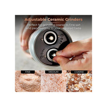 Tower Duo Electric Salt And Pepper Mills Battery Operated 2-in-1 Grinder with Adjustable Ceramic Mechanisms Grey & Rose Gold