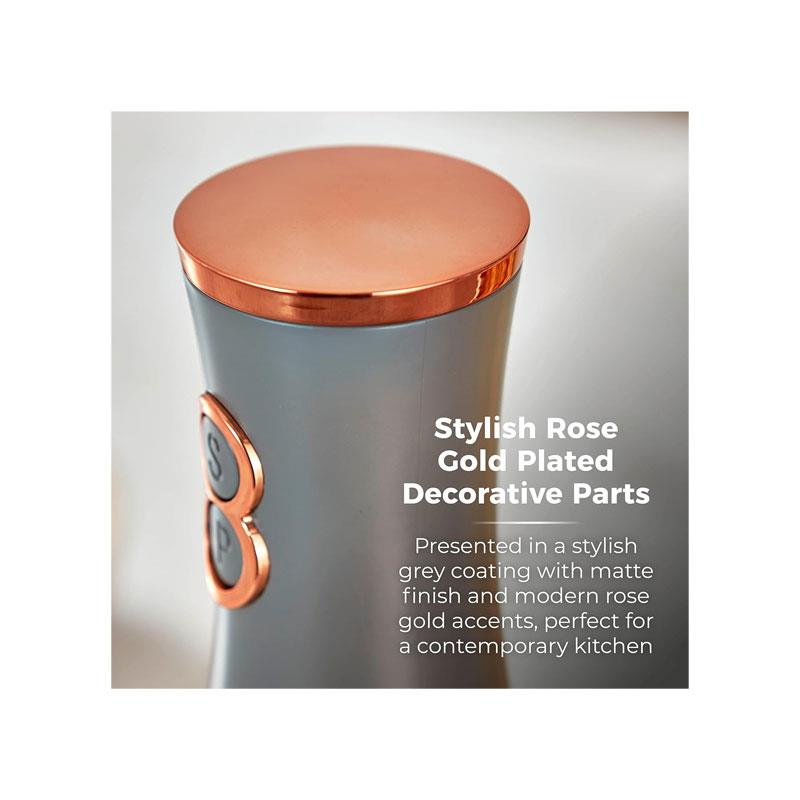 Tower Duo Electric Salt And Pepper Mills Battery Operated 2-in-1 Grinder with Adjustable Ceramic Mechanisms Grey & Rose Gold