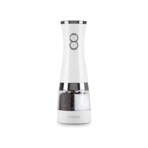 Tower Duo Electric Salt And Pepper Mills Battery Operated Adjustable Ceramic Grinders with ABS Body White/Chrome