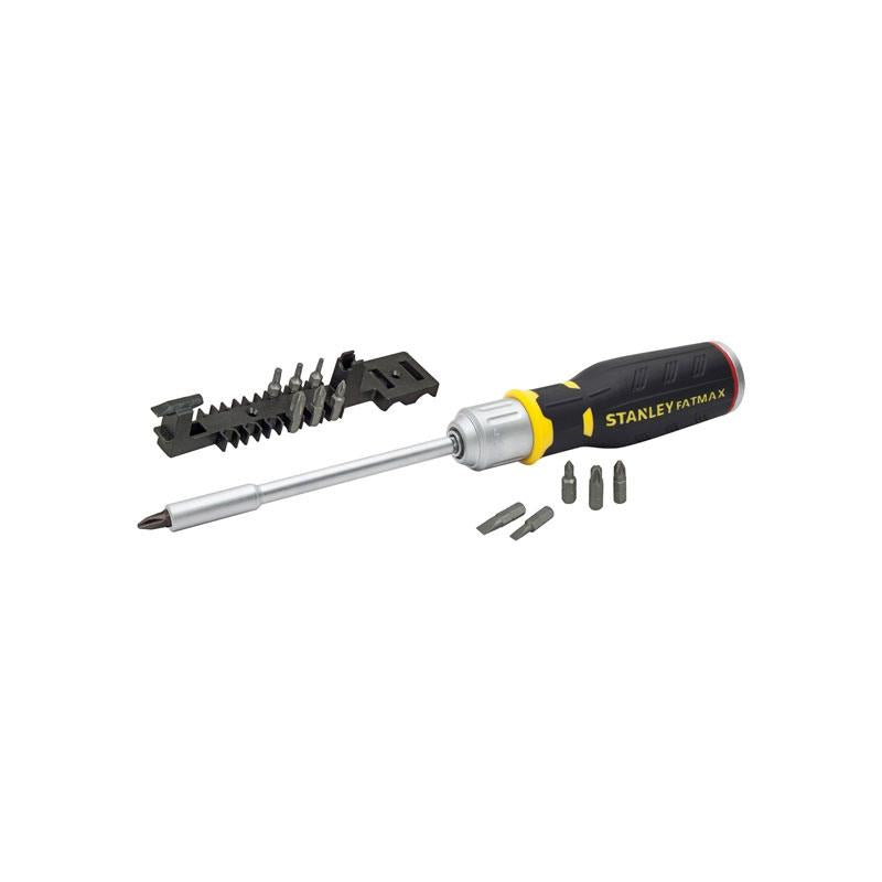 Stanley FatMax Ratchet Screwdriver With 12 Bits Flat Phillips Pozidriv Torx Black/Silver Main image