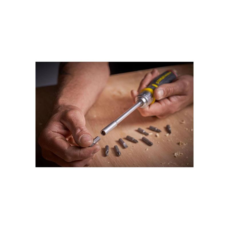 Stanley FatMax Ratchet Screwdriver With 12 Bits Flat Phillips Pozidriv Torx Black/Silver