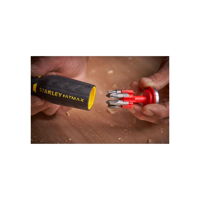 Stanley FatMax Ratchet Screwdriver With 12 Bits Flat Phillips Pozidriv Torx Black/Silver