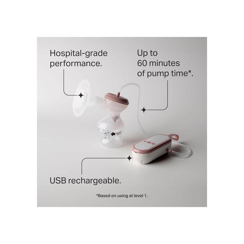 Tommee Tippee Made For Me Single Electric Breast Pump With 150ml Baby Bottle 5 Massage 9 Express Modes Rechargeable White Secondary image