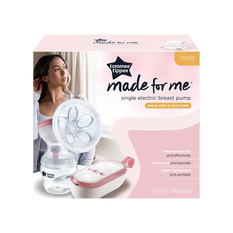 Tommee Tippee Made For Me Single Electric Breast Pump With 150ml Baby Bottle 5 Massage 9 Express Modes Rechargeable White