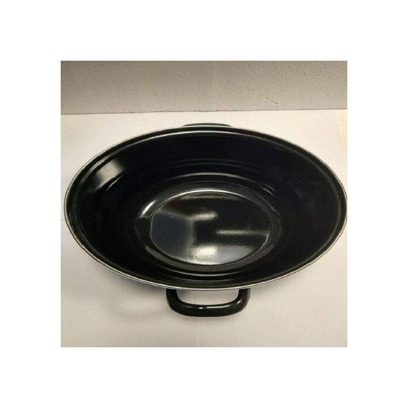 KitchenCraft World of Flavours Traditional Mussel Pot 25cm 5.5 Litres Enamel Steamer Hob Black