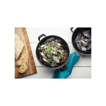 KitchenCraft World of Flavours Traditional Mussel Pot 25cm 5.5 Litres Enamel Steamer Hob Black
