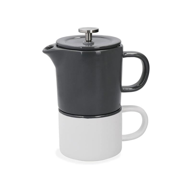 La Cafetiere Barcelona Coffee For One Set Cafetiere And Mug Ceramic 400ml Cool Grey