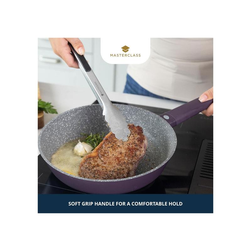 MasterClass Cast Aluminium Non-Stick Frying Pan Medium 28cm Soft Touch Handle Purple