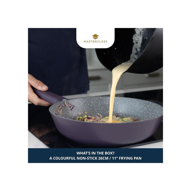 MasterClass Cast Aluminium Non-Stick Frying Pan Medium 28cm Soft Touch Handle Purple