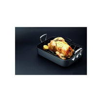 MasterClass Deep Roasting Tin With Rack And Teflon Xtra Non Stick Coating Carbon Steel Roaster With Handles Grey