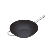MasterClass Non-Stick Wok Carbon Steel 35.5cm 8 Litres Black