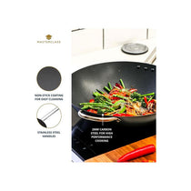 MasterClass Non-Stick Wok Carbon Steel 35.5cm 8 Litres Black
