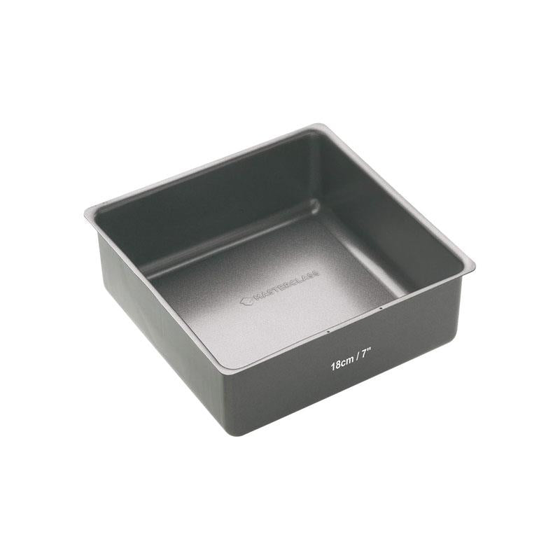 MasterClass Non-Stick Square Loose Base Deep Cake Pan 18cm Baking Tray Carbon Steel Grey Main image