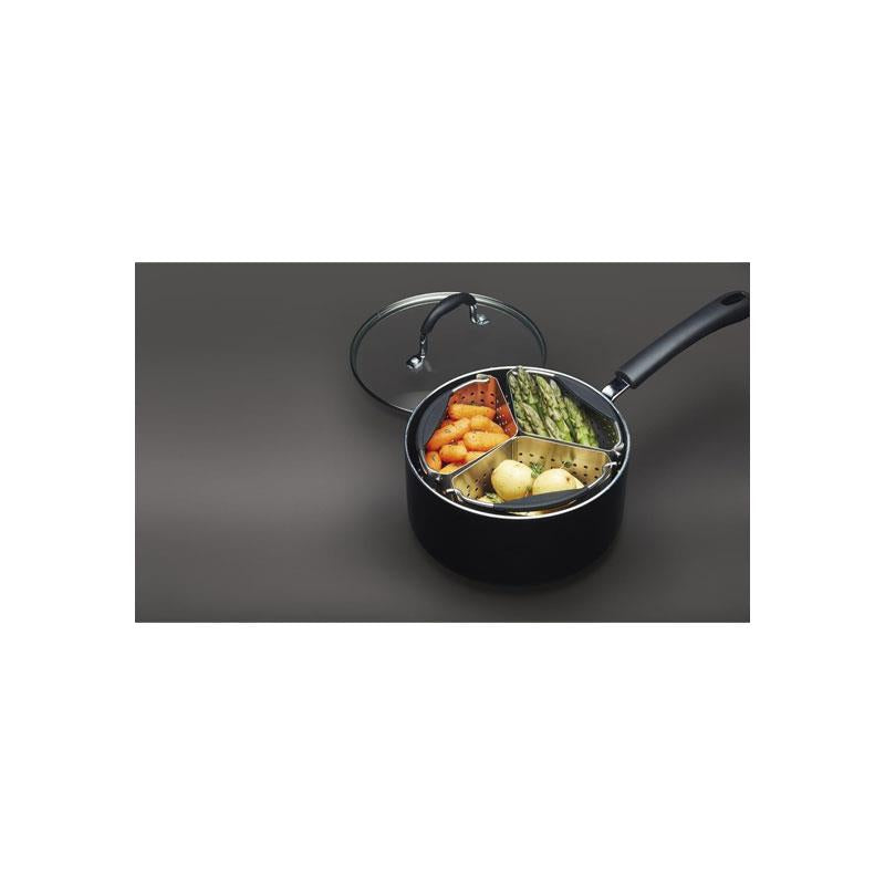 MasterClass Saucepan Divider Baskets Stainless Steel Set of 3 20cm (8 Inch) Silver
