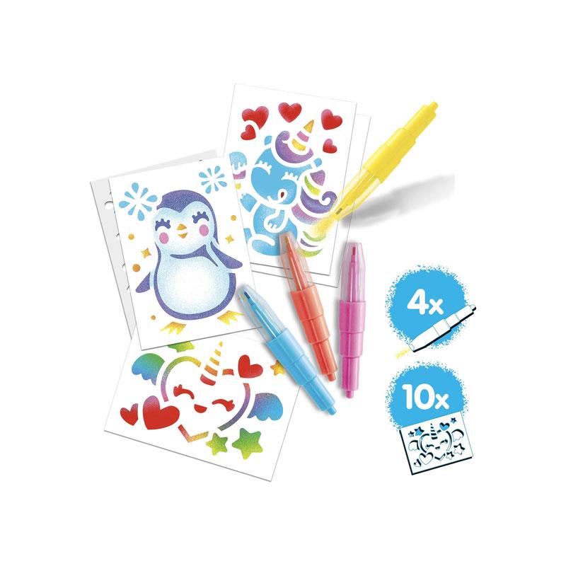 John Adams BLOpens Cute Mini Kit Blow Airbrush Effects ! 4 Mini BLOpens 10 Reusable Stencils 5 Drawing Sheets Multicolour Secondary image