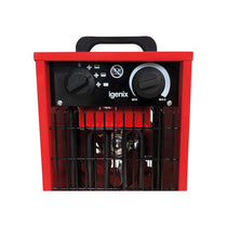 Igenix Commercial Drum Fan Heater 2000W 2 Heat Settings & Cool Fan Setting Adjustable Thermostat Overheat Protection Red