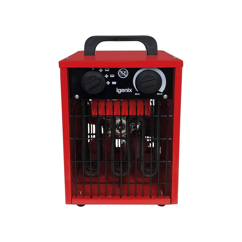 Igenix Commercial Drum Fan Heater 2000W 2 Heat Settings & Cool Fan Setting Adjustable Thermostat Overheat Protection Red