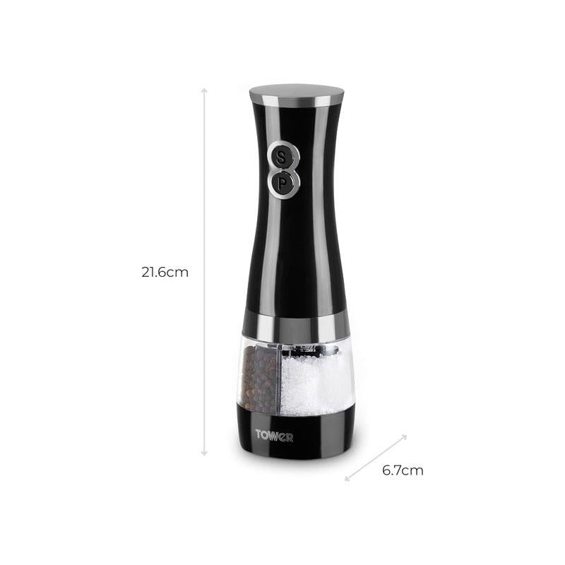 Tower Duo Electric Salt And Pepper Mills Battery Operated Adjustable Ceramic Grinders Black/Chrome Secondary image