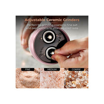 Tower Duo Electric Salt And Pepper Mills Battery Operated Adjustable Ceramic Grinders Marshmallow Pink/Rose Gold