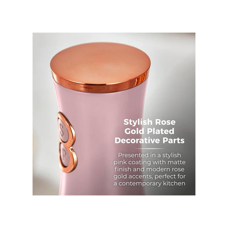 Tower Duo Electric Salt And Pepper Mills Battery Operated Adjustable Ceramic Grinders Marshmallow Pink/Rose Gold