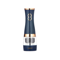 Tower Duo Electric Salt And Pepper Mills Battery Operated Adjustable Ceramic Grinders Midnight Blue/Rose Gold