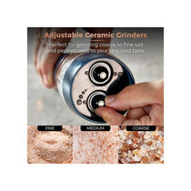 Tower Duo Electric Salt And Pepper Mills Battery Operated Adjustable Ceramic Grinders Midnight Blue/Rose Gold